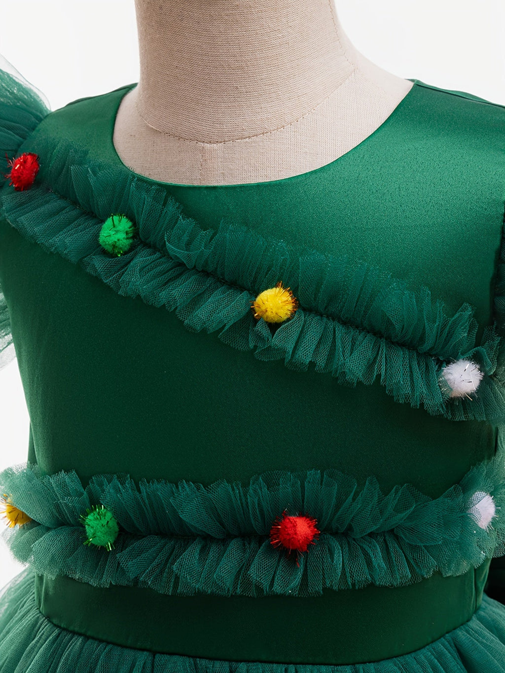 Girls' Enchanting Princess Dress with Flutter Sleeves - Perfect for Christmas & Parties, Knee-Length Tulle Tutu, 35% Cotton Blend