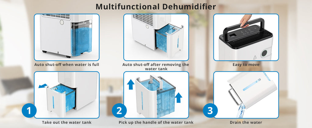 Dehumidifiers For Home 24L/Day Dehumidifier With Automatic Humidity Display Sleep Mode Childlock 24H Timer High-capacity