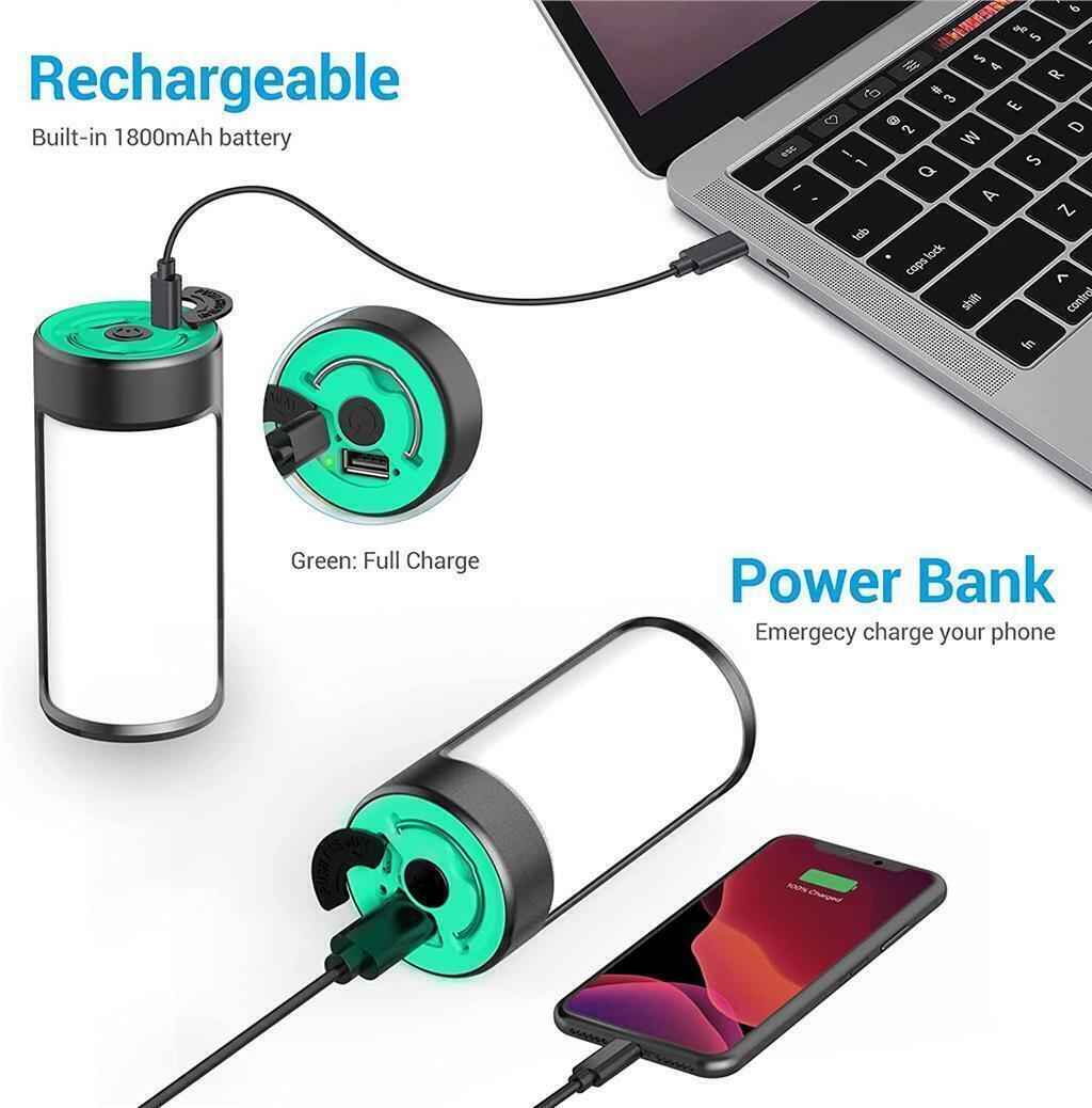 Rechargeable Camping Lights LED 400LM 5 Light Modes also Charges Phones - 2 Pack