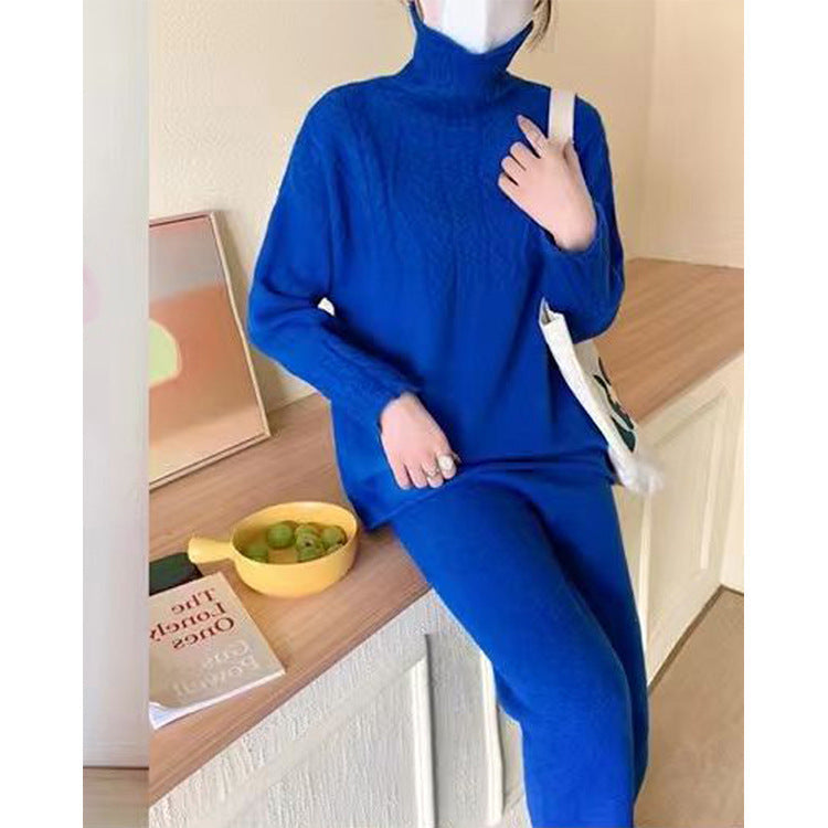 Sweater Wide Leg Trousers Look Slimming Two-piece Suit High
