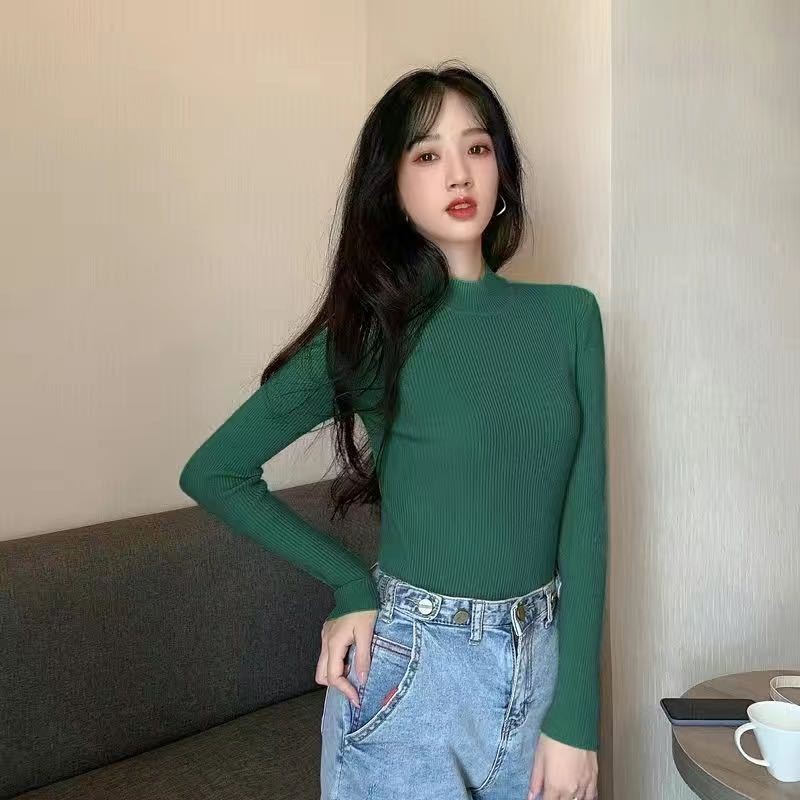 Autumn And Winter New Half Turtleneck Slim Fit Long Sleeve Inner Wear Knitwear For Women