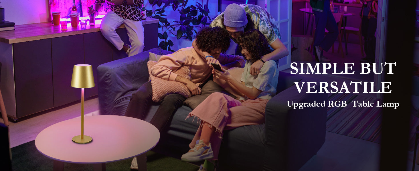 Cordless LED Table Lamp Rechargeable RGB Light Touch Dimmable IP54 White 2 Pack