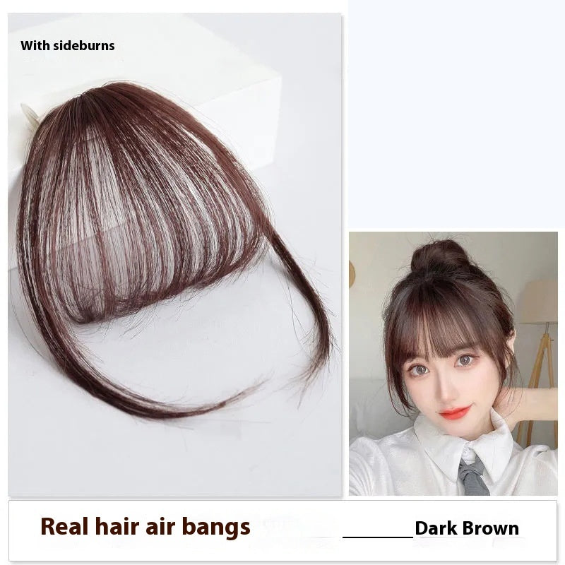 European And American Real Hair Bangs Wig Set Clip-in Bang Women's Natural Light