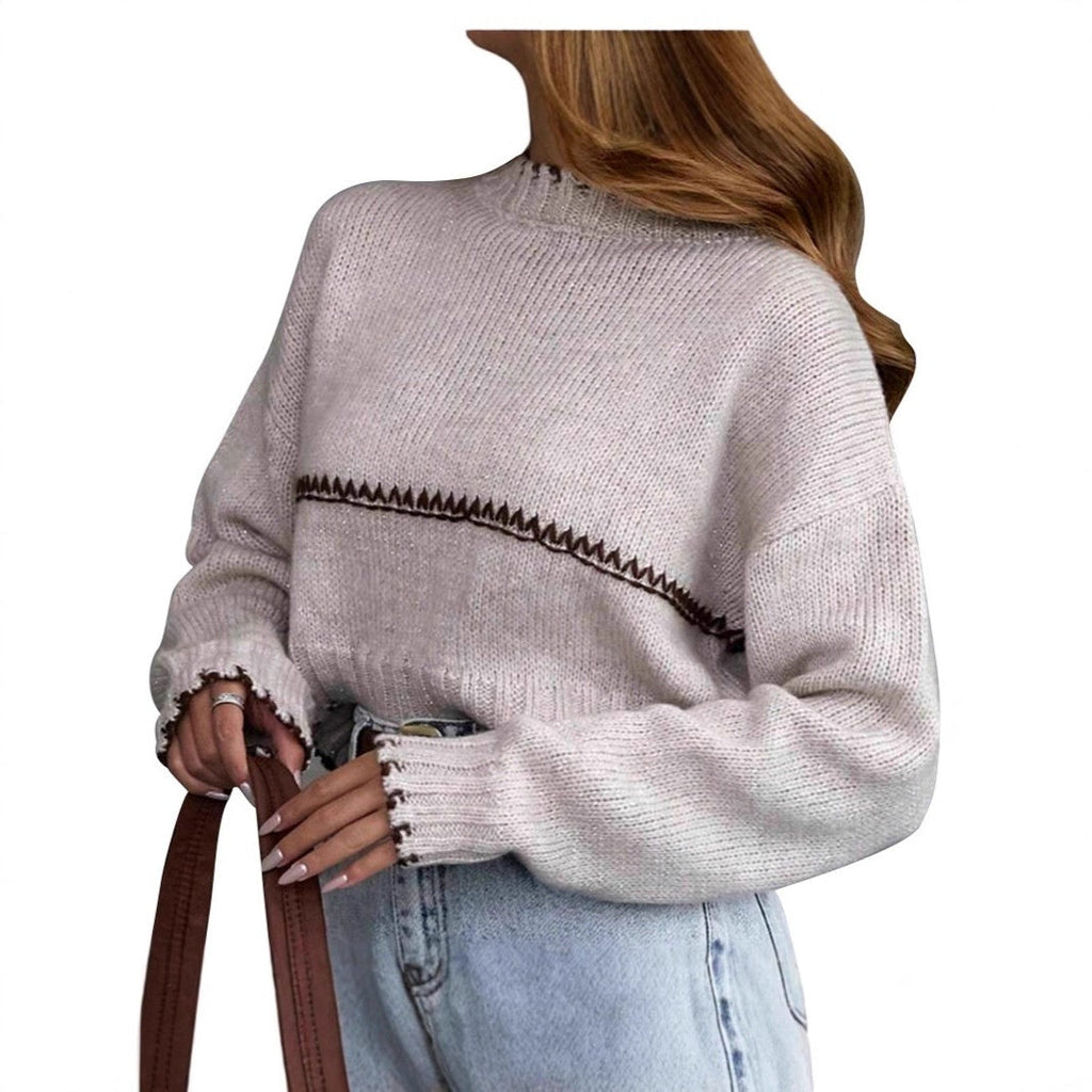 Short Stitching Sweater Loose Casual American Casual Fashion Women