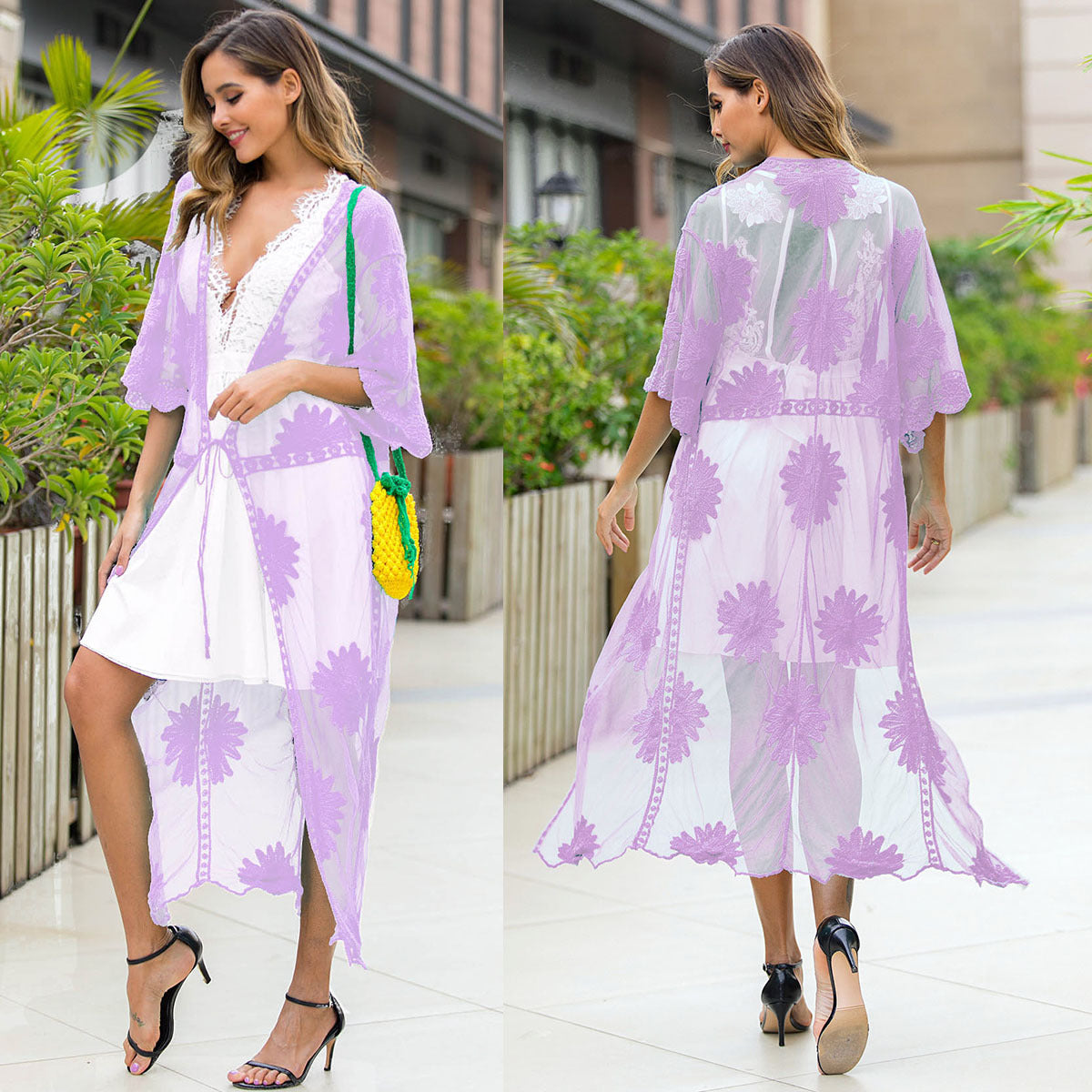 Lace Embroidery Dress Outer Wear Cardigan Swimsuit Blouse