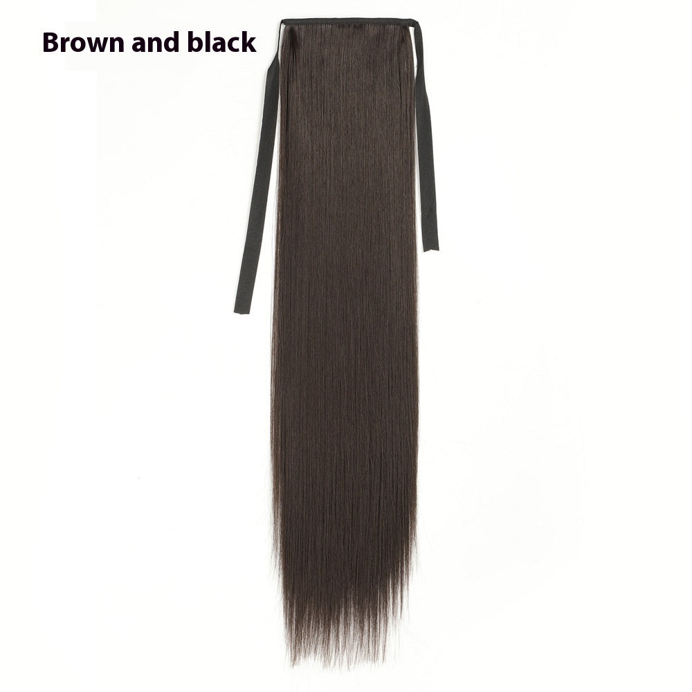 Lace-up Fashion Soft Wig Ponytail Realistic Matte Silk Long Straight Hair