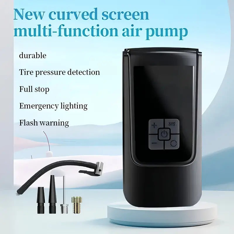 Portable Car Tire Inflator Pump with LED Light – USB Rechargeable Digital Air Compressor, 18650 Lithium Battery Powered, Compact Electric Pump for Cars, Motorcycles, Bicycles & Sports Balls | Modern Car Accessory with Digital Display