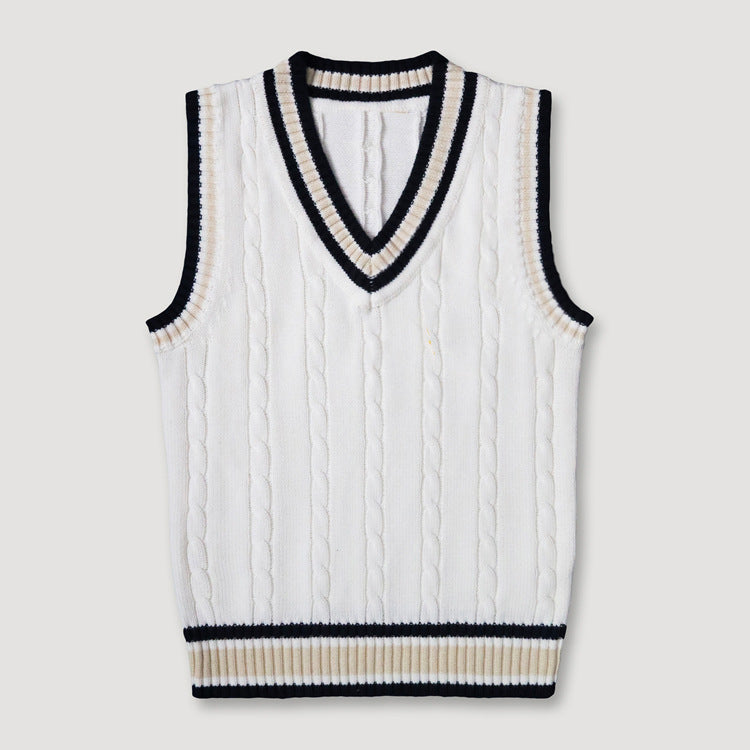 Thick V-neck Pullover Woolen Student Sleeveless School Uniform Sweater Vest