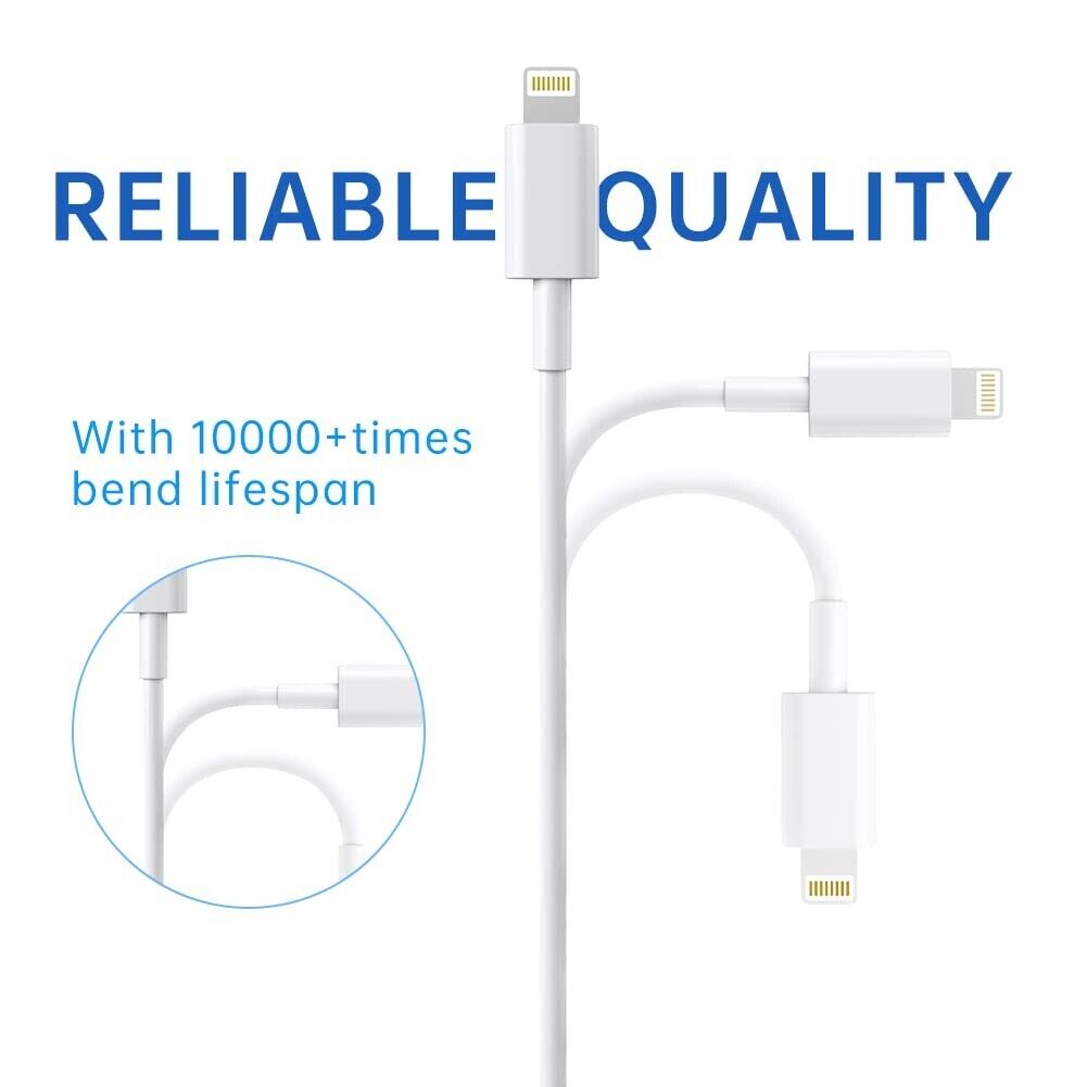 Premium iPhone USB-A to Lightning Charging Cable MFi Certified 1m Each 2 Pack