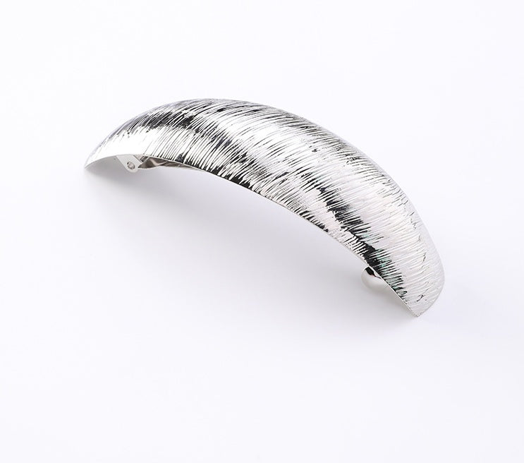 Korean New Headwear Simple Brushed Metal Curved Hair Clips Wild Elegant Horsetail Clip Small  Horizontal Clip