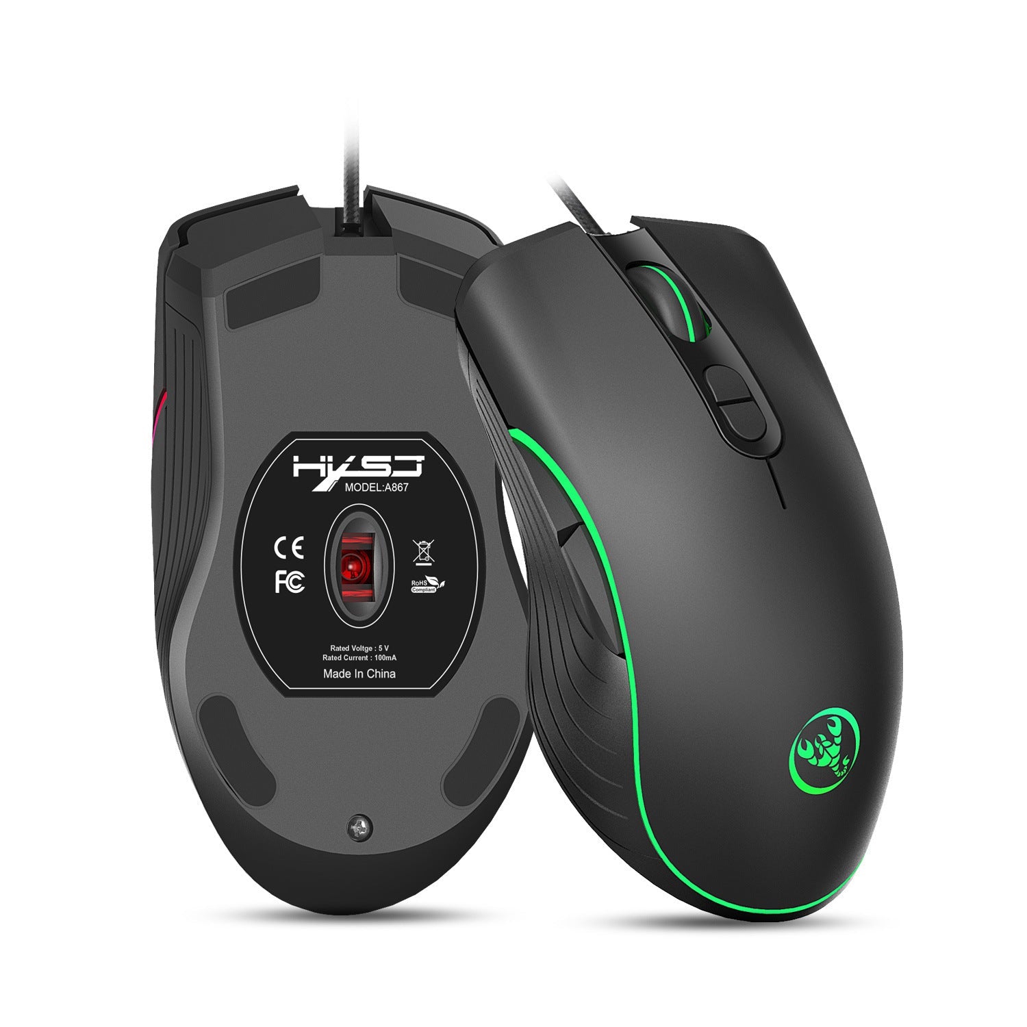 RGB Gaming Mouse - 6400 DPI Wired Optical Mouse with 7 Programmable Buttons | Ergonomic Design
