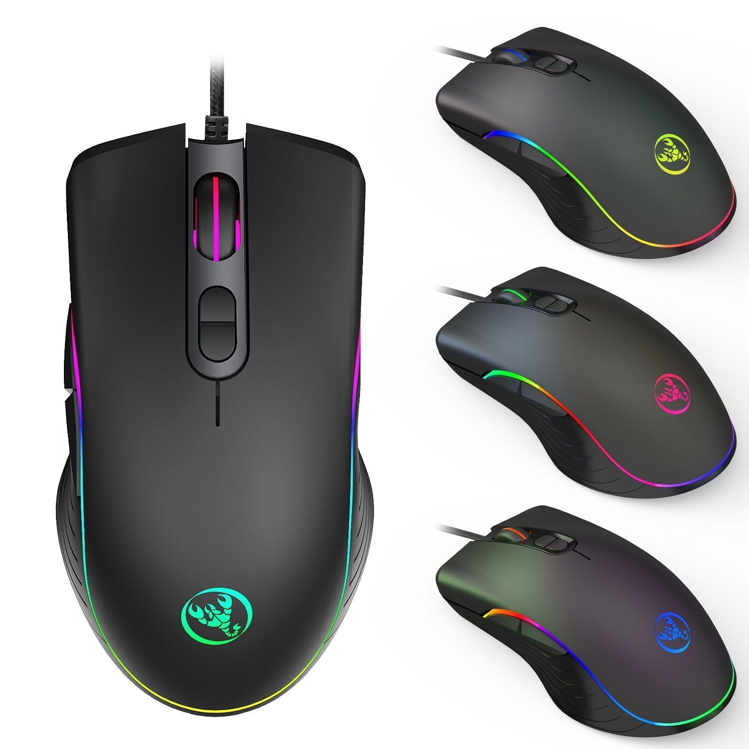 RGB Gaming Mouse - 6400 DPI Wired Optical Mouse with 7 Programmable Buttons | Ergonomic Design