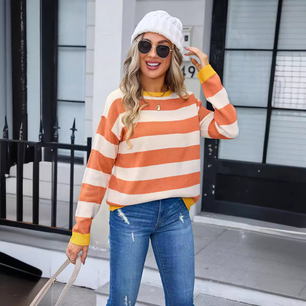 Women's Flower Long Sleeve Round Neck Sweater