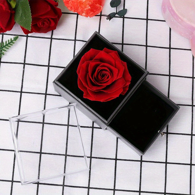 Eternal Red Rose & 'I Love You' Necklace - Perfect Gift for Her on Valentine's, Mother's Day, Anniversary, Birthday | Acrylic Flower in Display Box