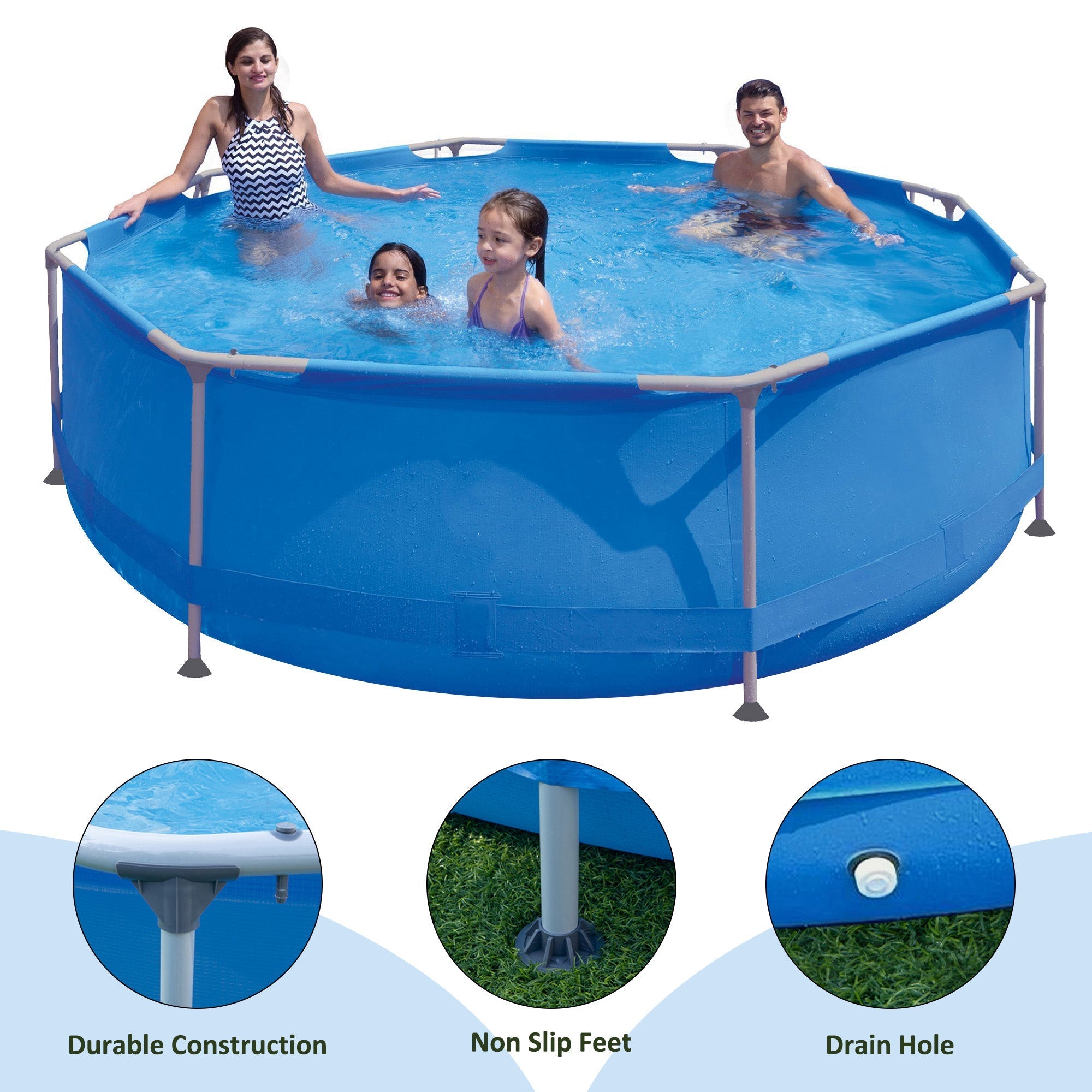 10Ft Above Ground Steel Frame Swimming Pool