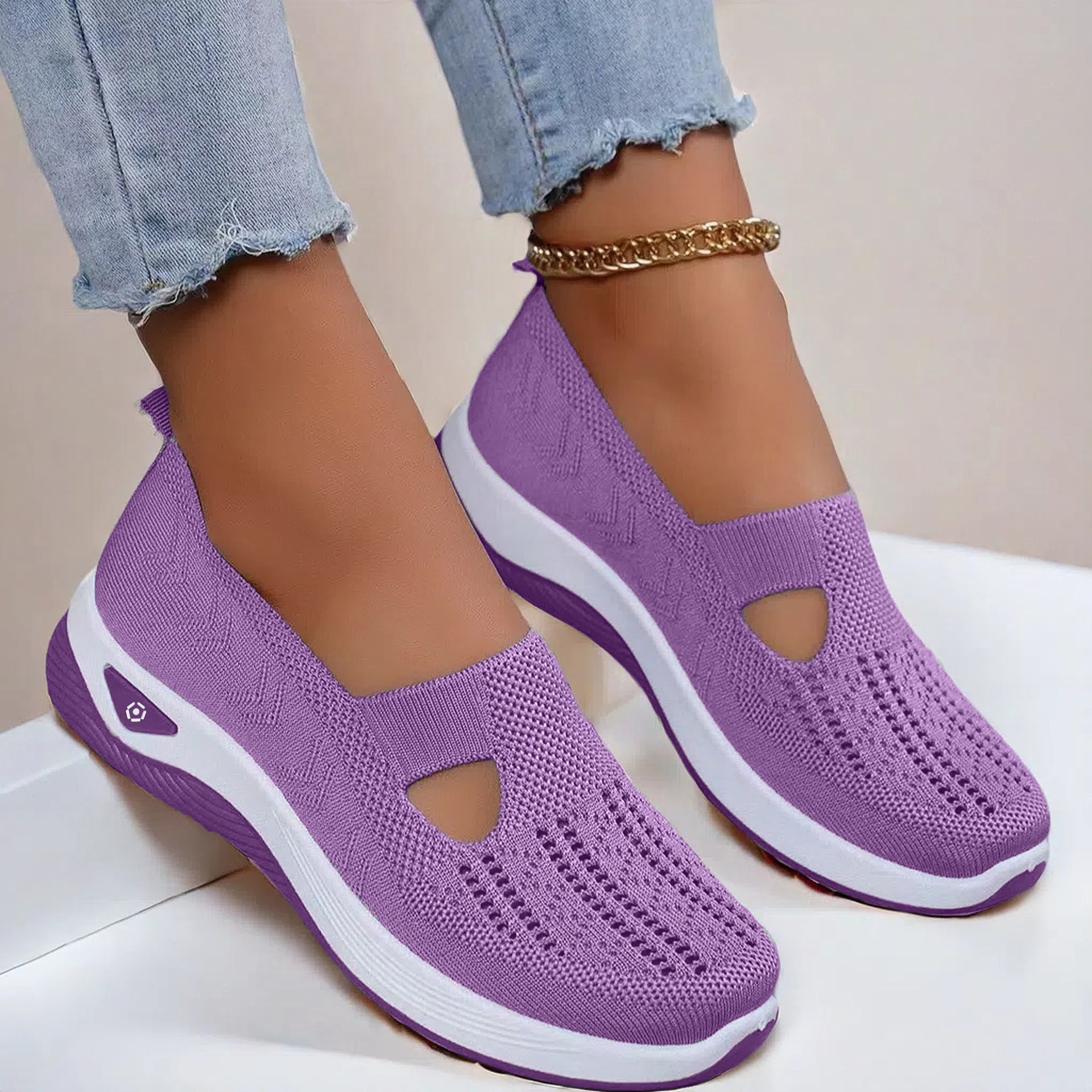 Mesh Flats Shoes Fashion Breathable Non-slip Soft Bottom Casual Shoes For Women