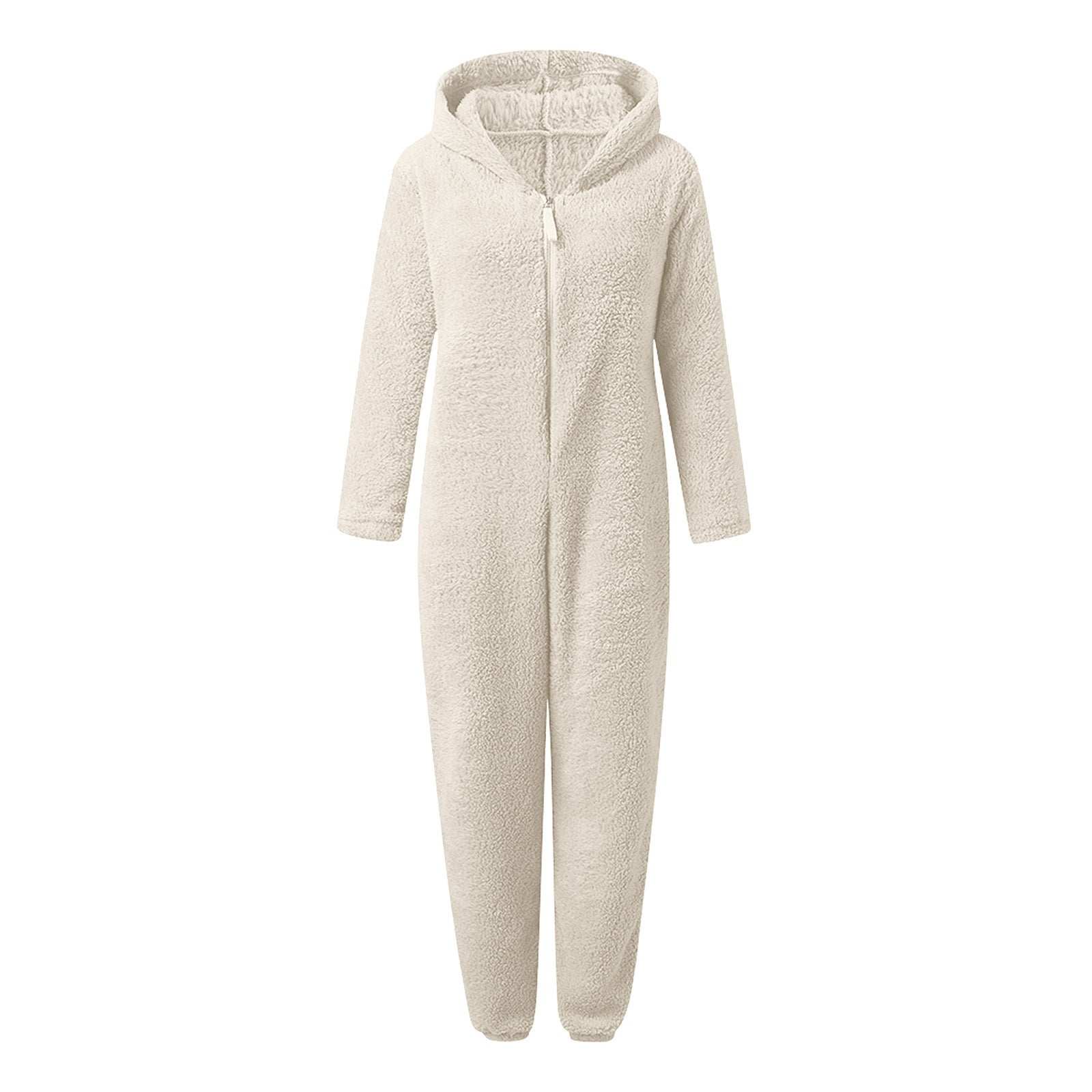 European And American Autumn Winter Women's Wear Fleece-lined Thick Furry Jumpsuit Hooded Cat Ear Pajamas