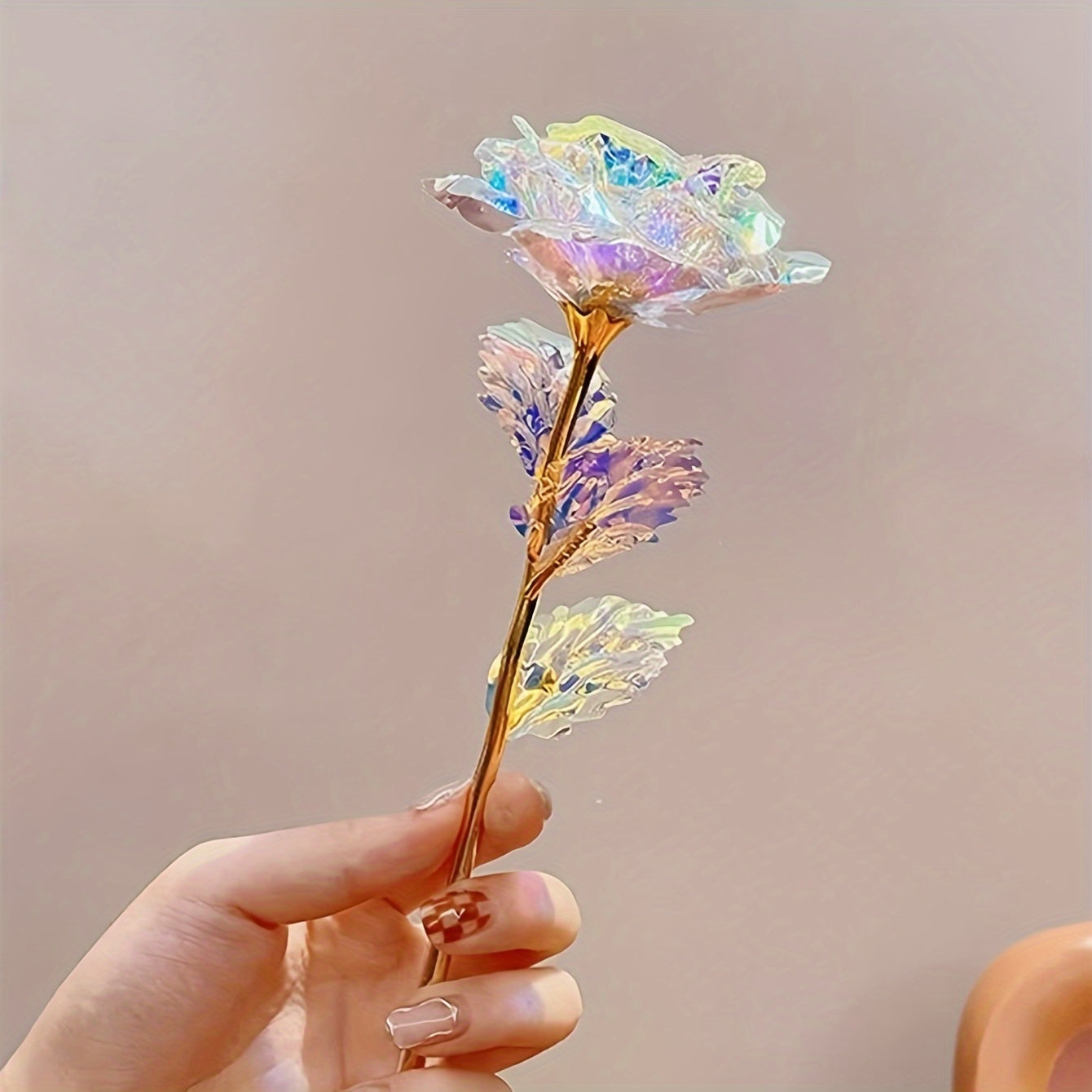 10pcs, Artificial Galaxy Roses, 24k Gold Plated Foil Colorful Rainbow Flowers, Forever Roses With Gradient Color, Ideal For Mother's Day, Valentine's Day, Thanksgiving, Girl's Birthday Party Decor, Plastic Material