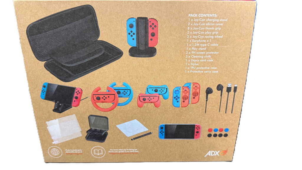 Nintendo Switch 24-In-1 Mega Bundle - Charging Stand Case Wheels & More