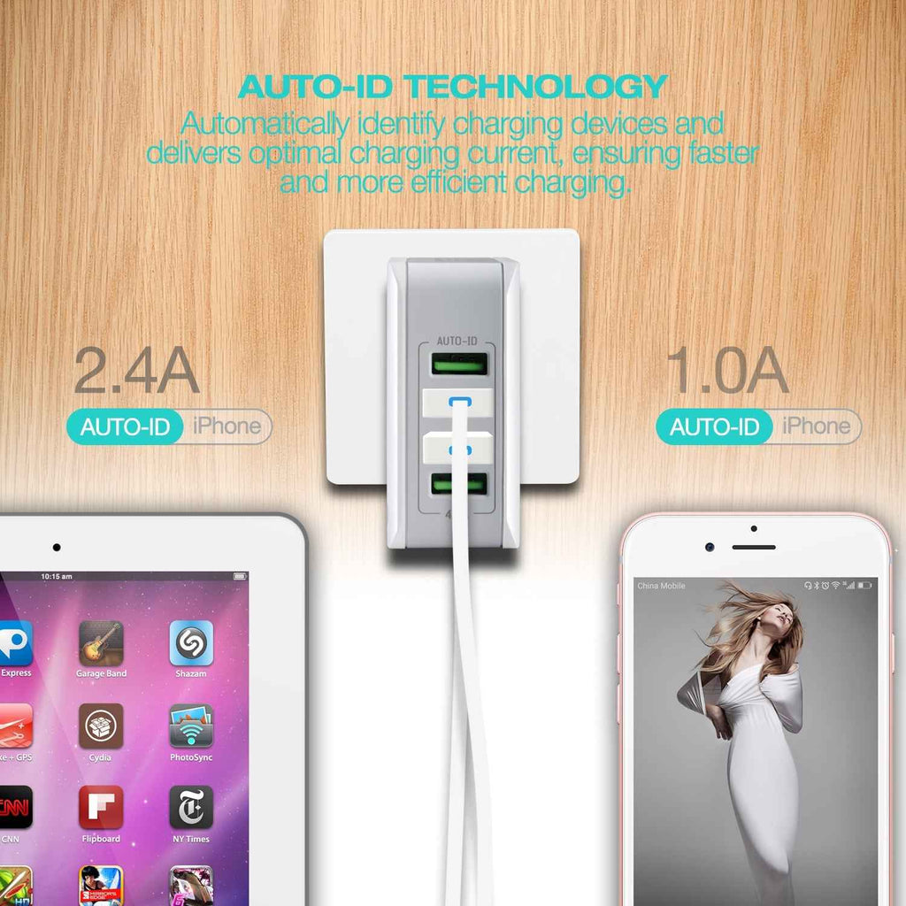 USB Charger 4 Ports Worldwide Universal Adapters Includes UK EU US AUS 22W/5V