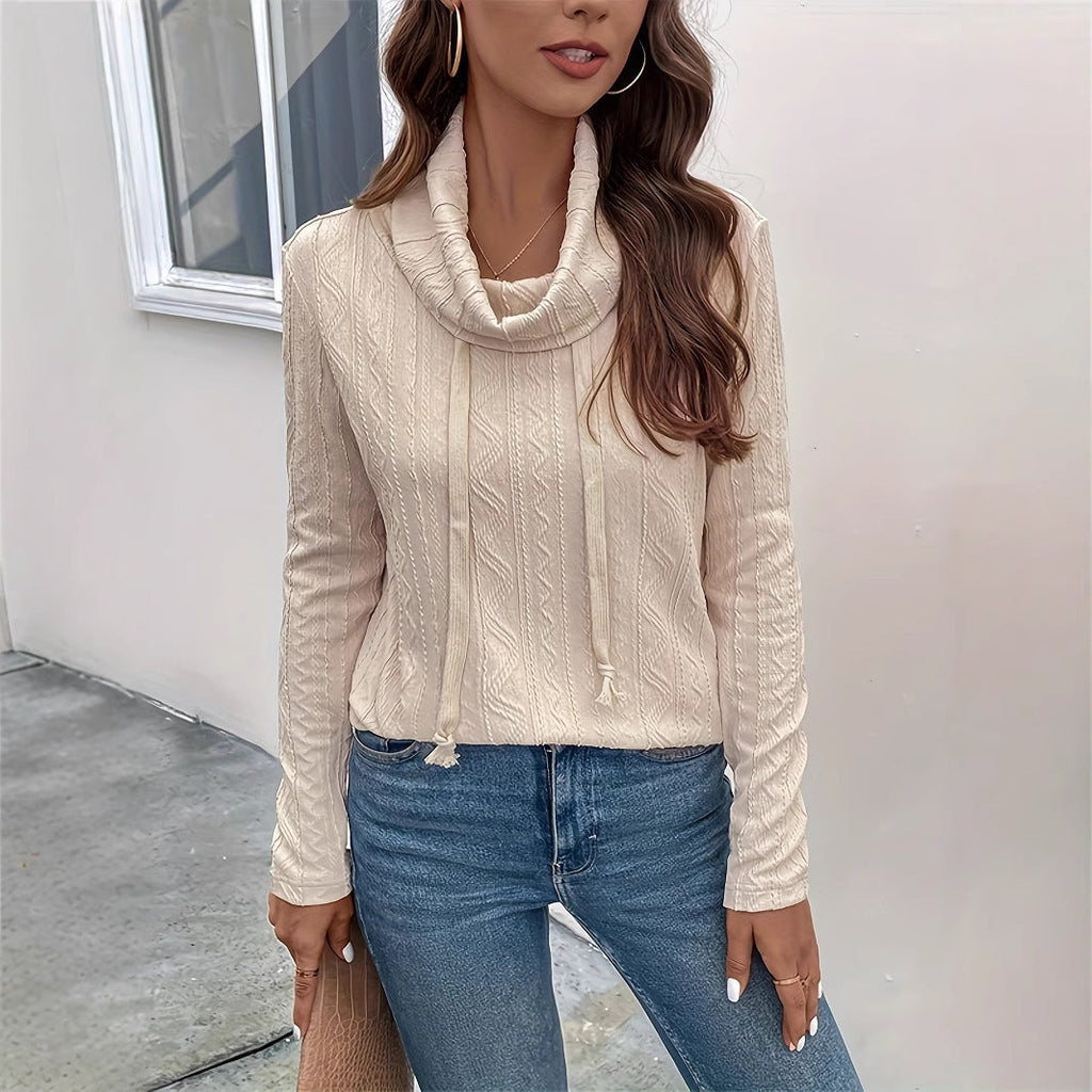 Long Sleeve Hooded Drawstring Pullover Sweater