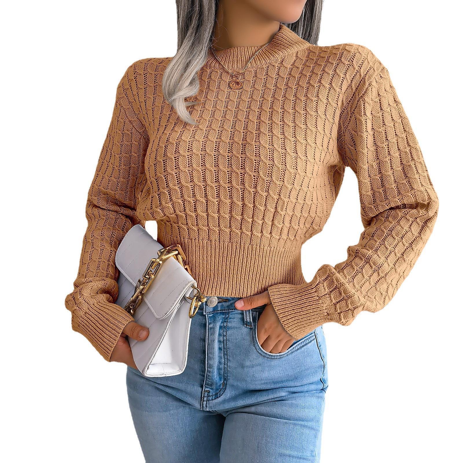 Street Style Twist Long Sleeves Cropped Knitted Sweater
