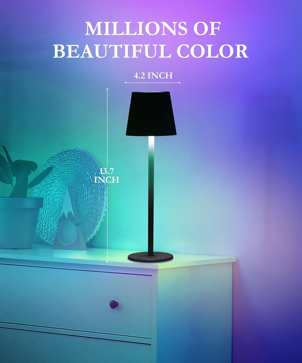 Cordless LED Table Lamp RGB Rechargeable Desk Light IP54 Touch Dimmable 2 Pack