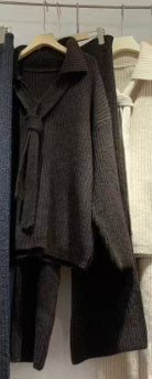 Sweater Suit Knitting Top Casual Trousers Two-piece Set