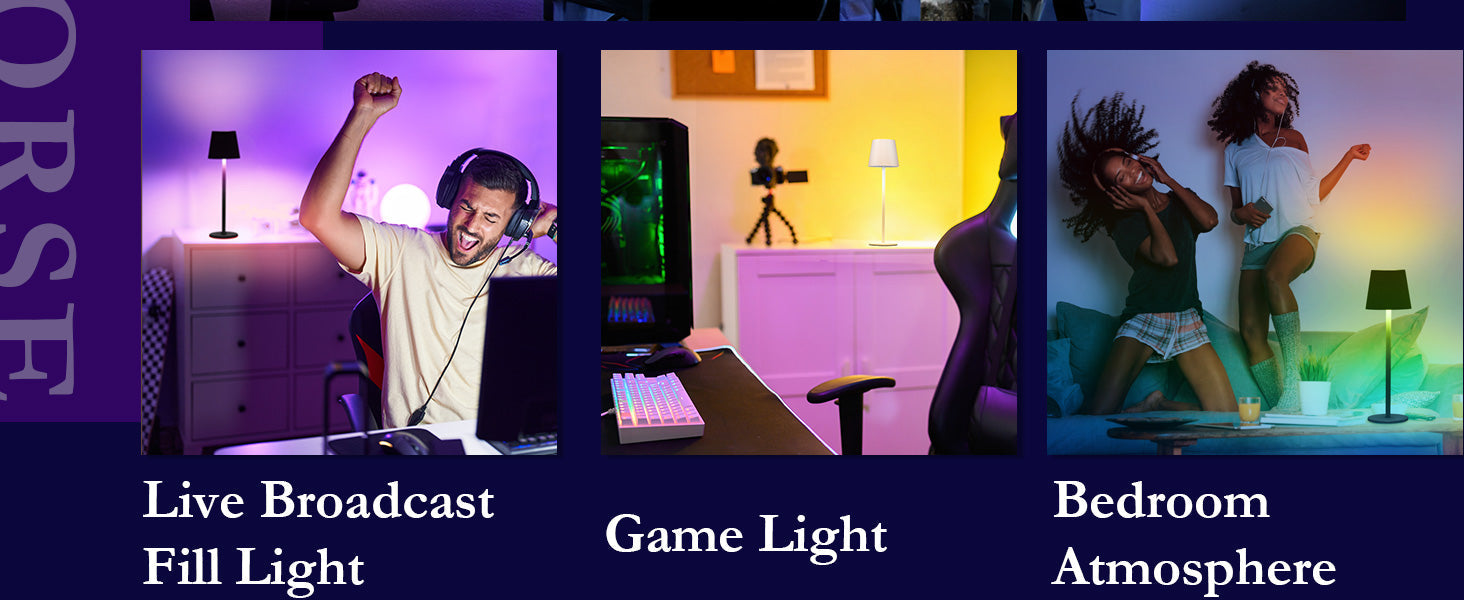 Cordless LED Table Lamp RGB Rechargeable Desk Light IP54 Touch Dimmable 2 Pack