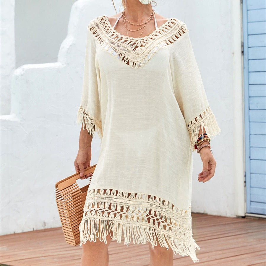 Women's Crocheted Knitted Patchwork Beach Dress