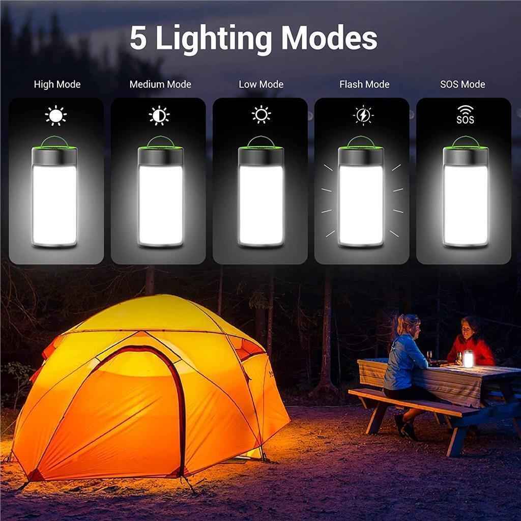 Rechargeable Camping Lights LED 400LM 5 Light Modes also Charges Phones - 2 Pack