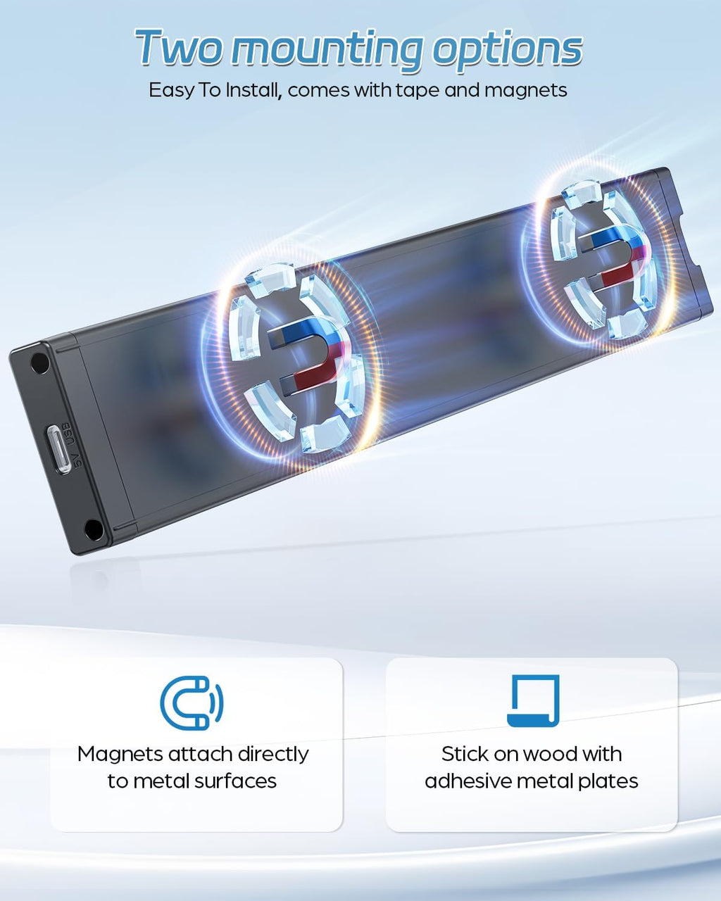 Wireless Motion Sensor Under Cabinet Closet Kitchen Counter LED Night Light 2 Pk