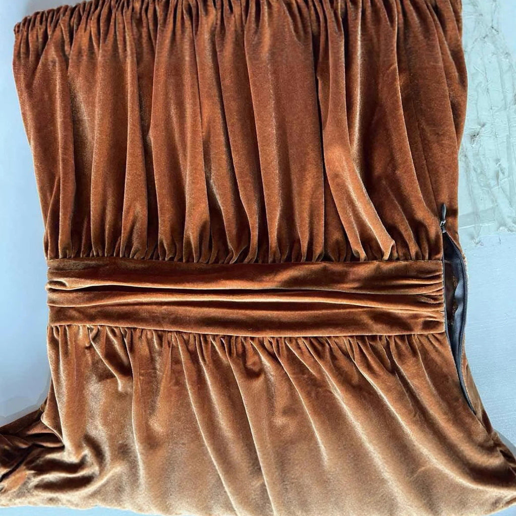 Pleuche Long Sleeve Dress Waist Slimming