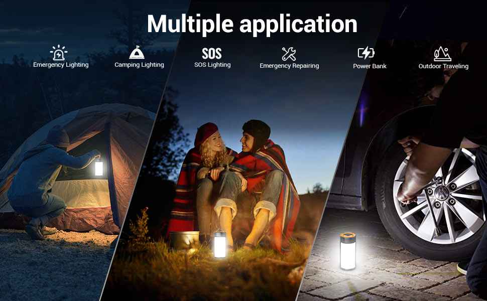 Rechargeable Camping Lights LED 400LM 5 Light Modes also Charges Phones - 2 Pack