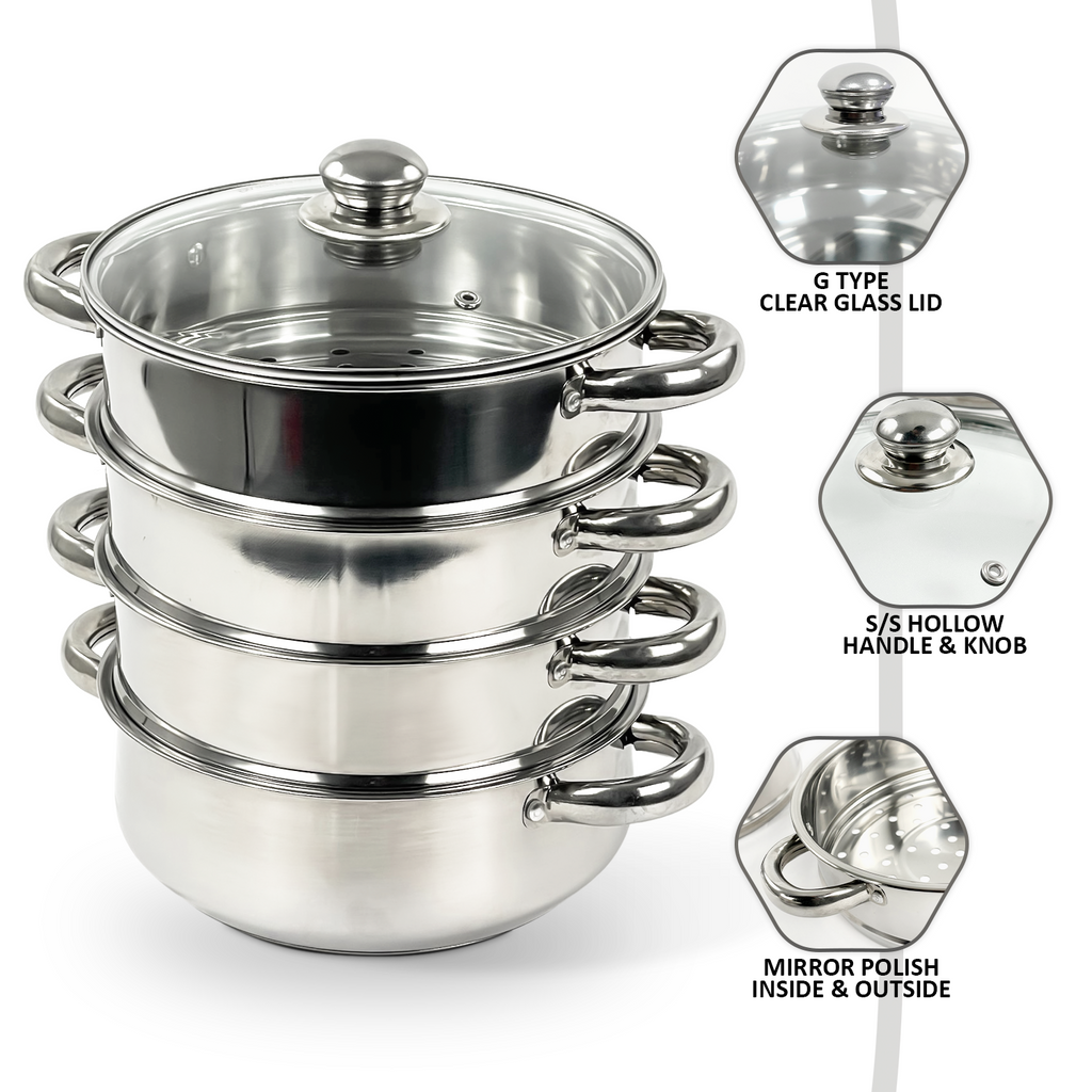 4 Tier Steel Induction Steamer Cookware