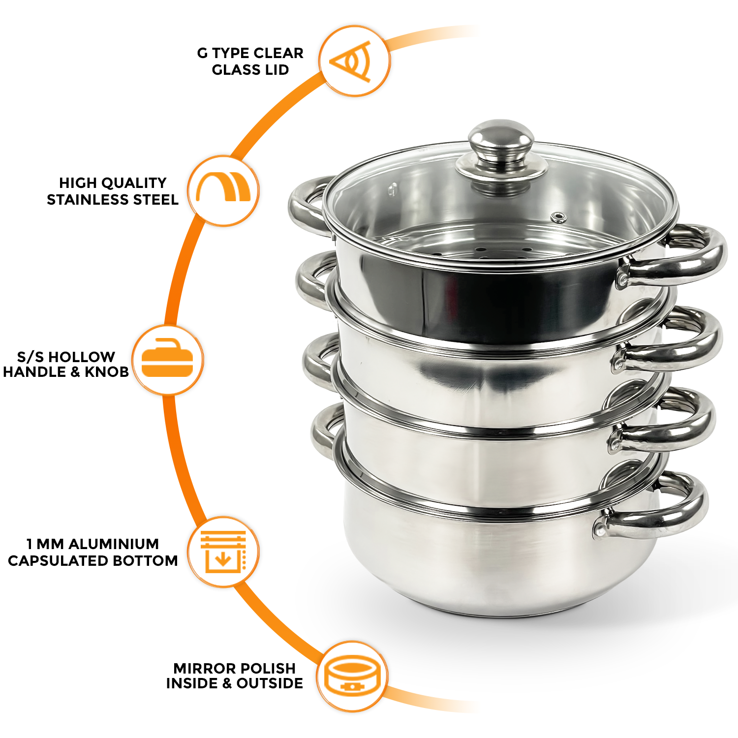 4 Tier Steel Induction Steamer Cookware