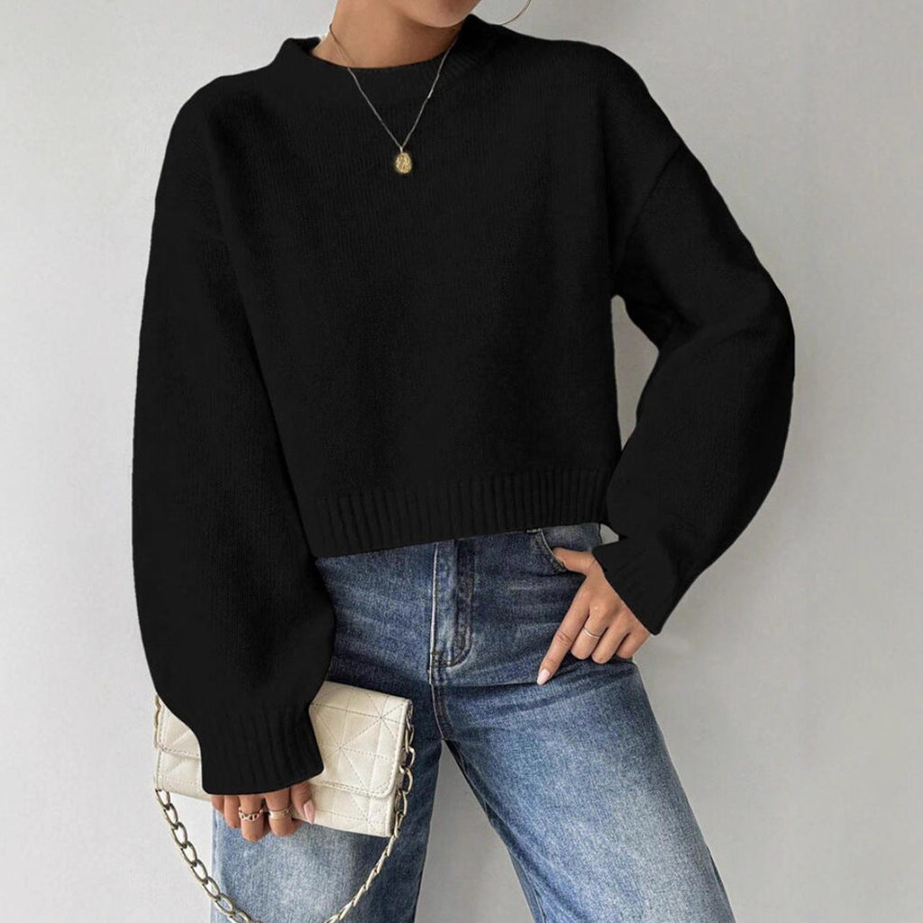 Short Round Neck Solid Color Sweater All-matching Wear