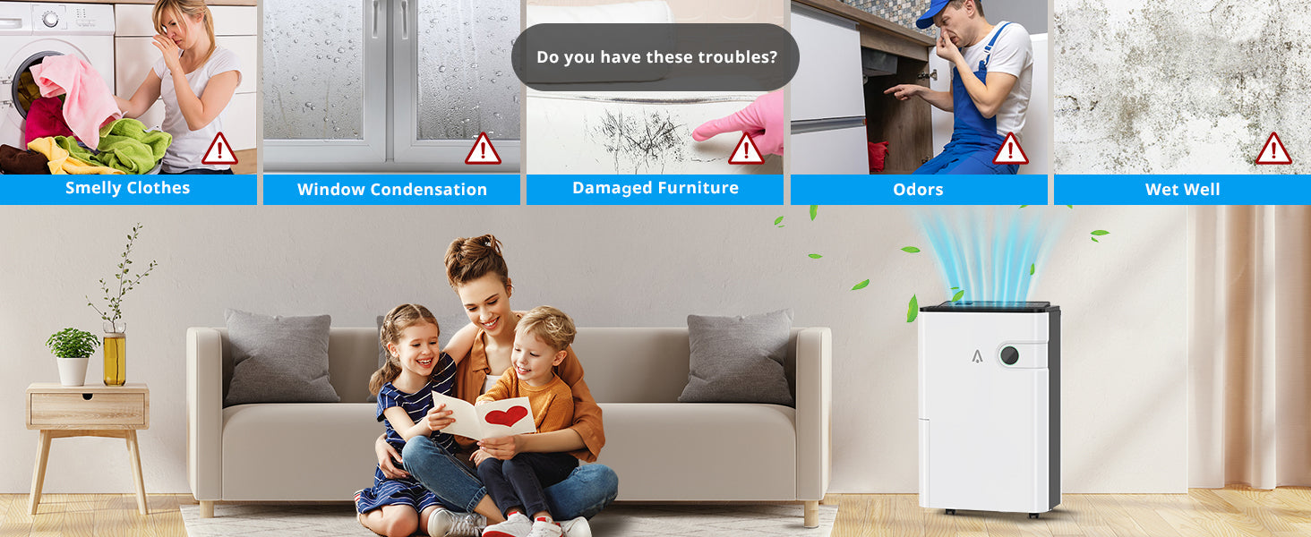 Dehumidifiers For Home 24L/Day Dehumidifier With Automatic Humidity Display Sleep Mode Childlock 24H Timer High-capacity