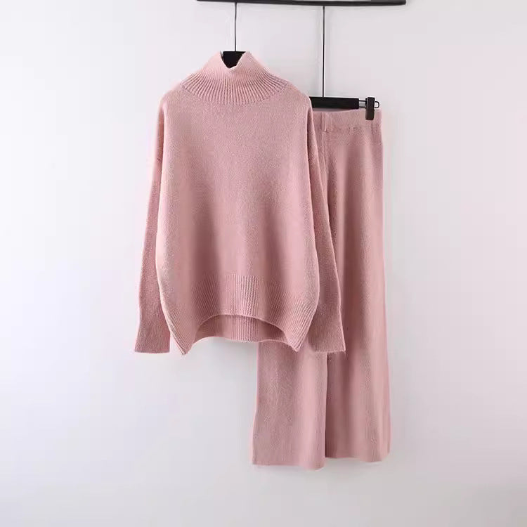 Women's Clothing Casual Sweater Wide Leg Pants Two-piece Set