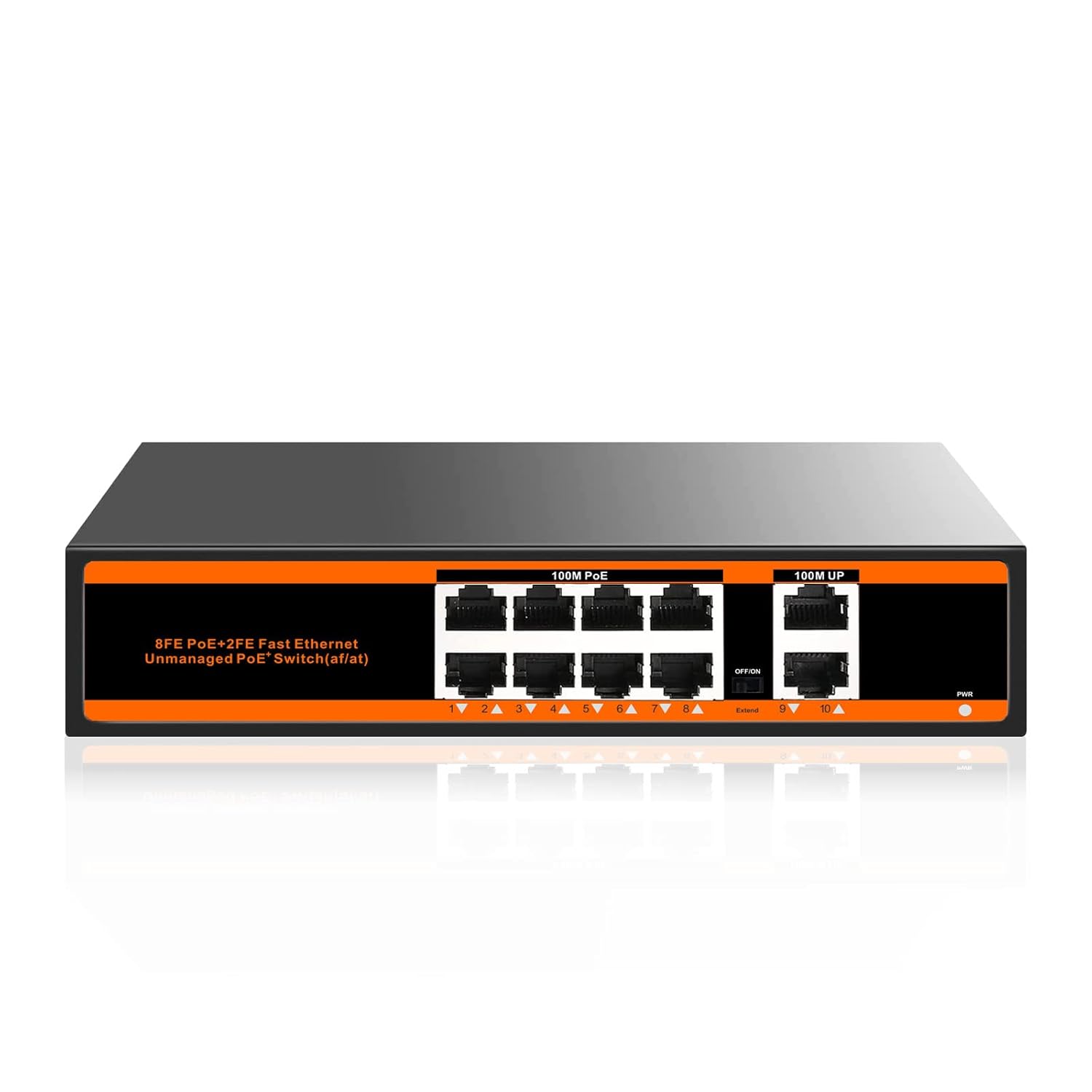 10-port 100Mbps PoE Switch with 2 UpLink ports 150W 802.3af/at Unmanaged