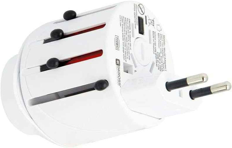 SKROSS Travel Plug EVO Universal Plug 150+ Countries Input and Output - White