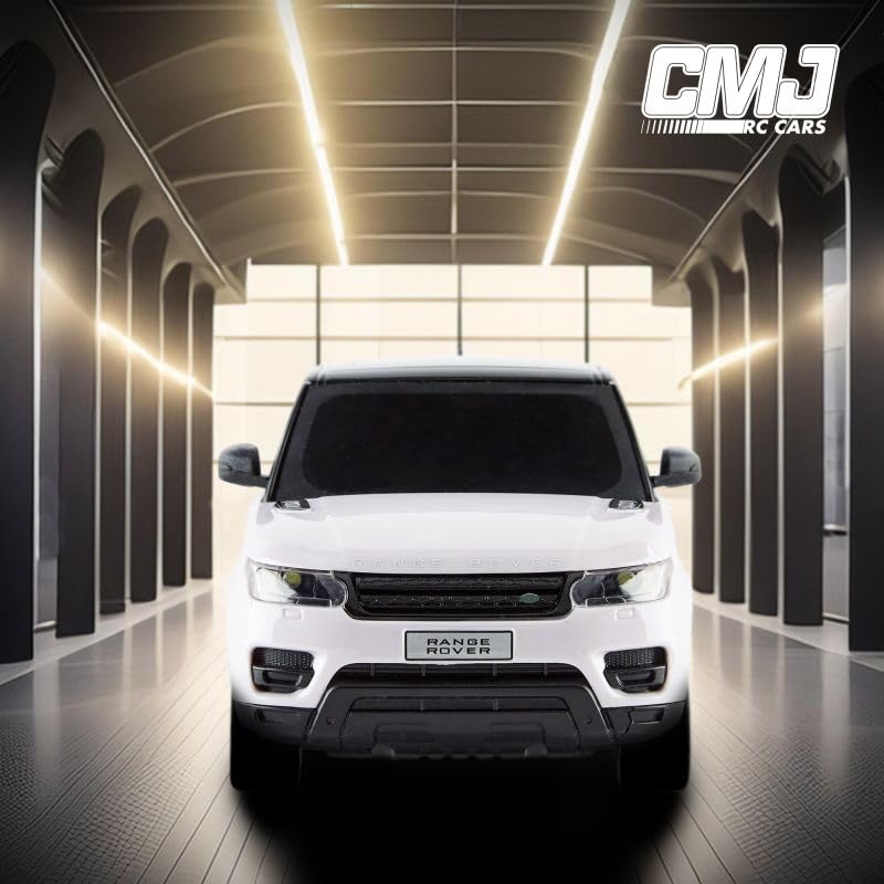 CMJ RC Cars TM Range Rover Sport Remote Control Car 1:24 scale with Working LED Lights, Radio Controlled Supercar (Range Rover Sport White)