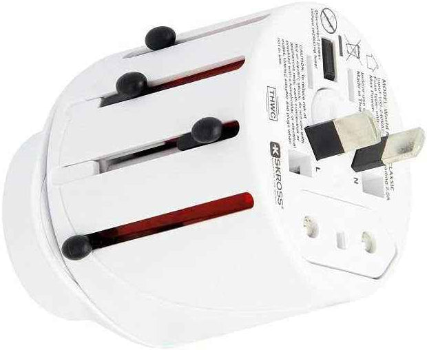 SKROSS Travel Plug EVO Universal Plug 150+ Countries Input and Output - White