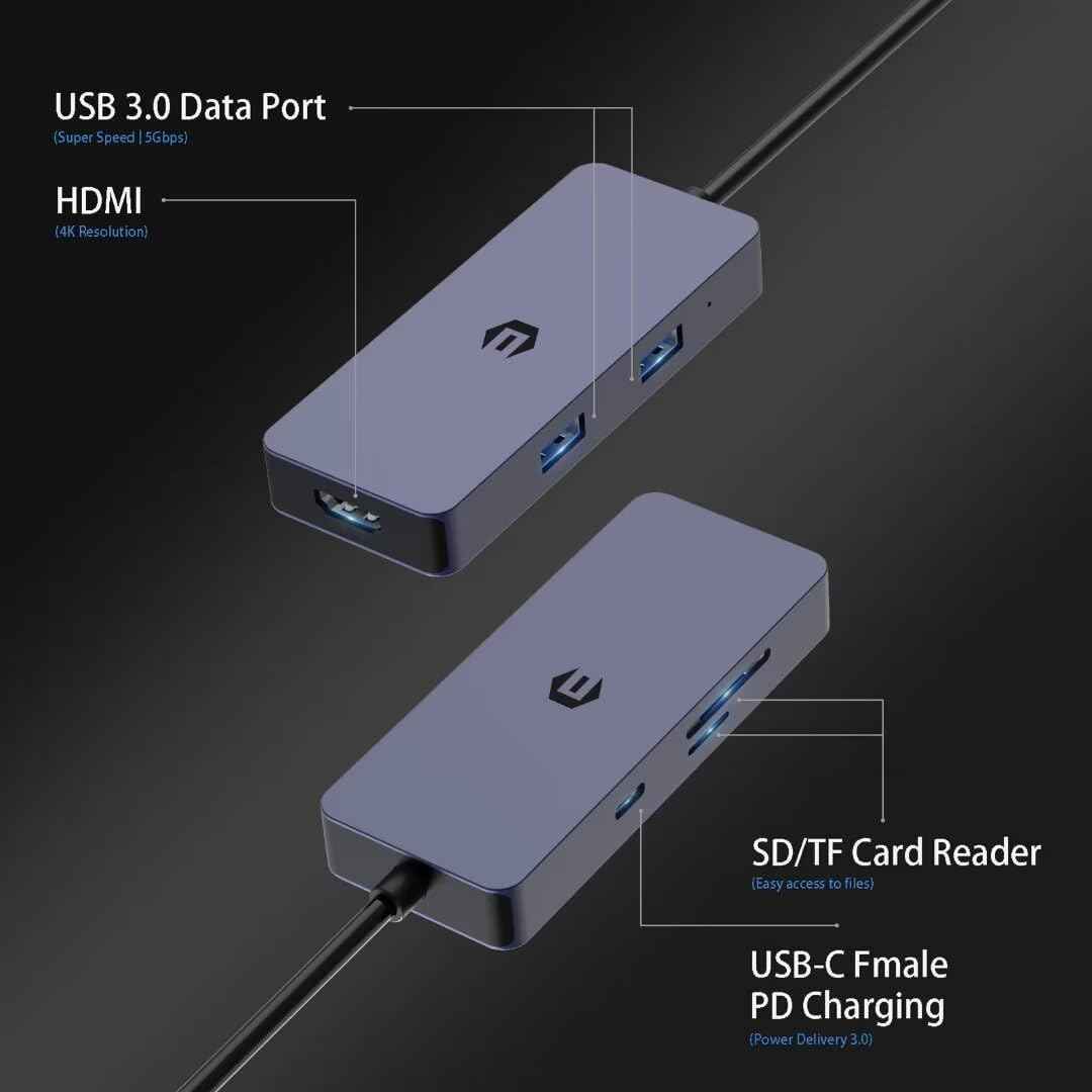 USB C Docking Station 6 in 1 for Mac Pro/Air Dell Surface HP Surface Book etc