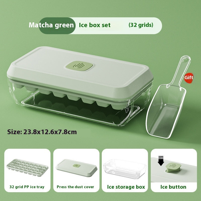 32 Grid Silicone Ice Cube Tray Mould With Lid Shovel Storage Box Remove With One Click Ice Maker DIY Whiskey Cocktail Tools Summer Kitchen Gadgets