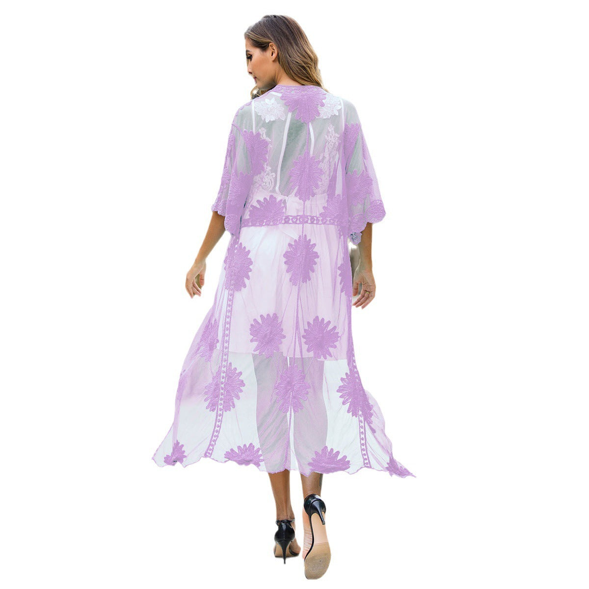 Lace Embroidery Dress Outer Wear Cardigan Swimsuit Blouse