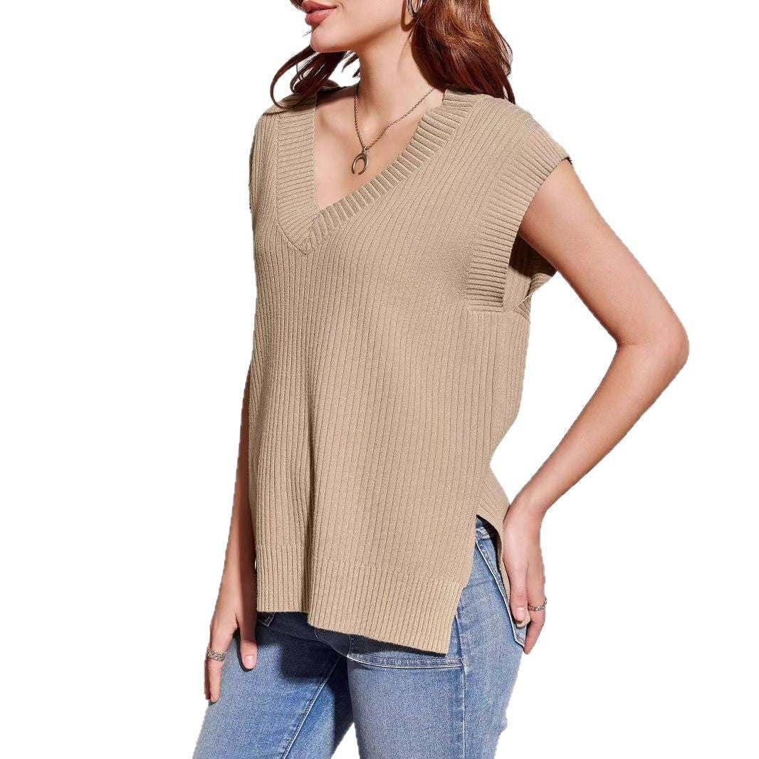 V-neck Sleeveless Casual Loose Pullover Vest