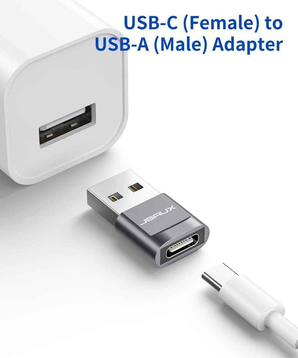 Premium USB Type C Female to USB A Male Adapter Converter Charger - Grey