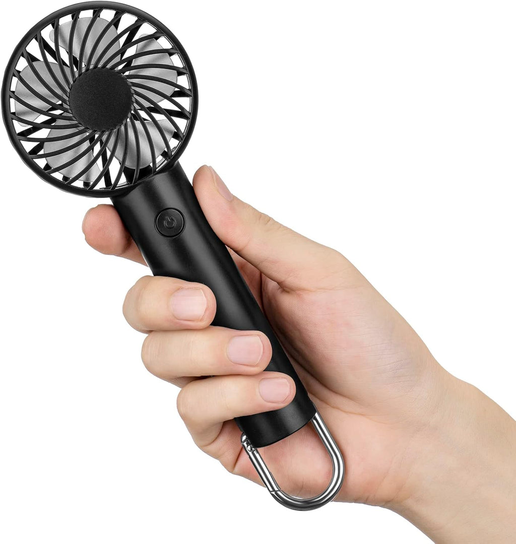 Portable Hand-held Fan Mini Fan Cooling USB Rechargeable 3 Speed With Clip Black