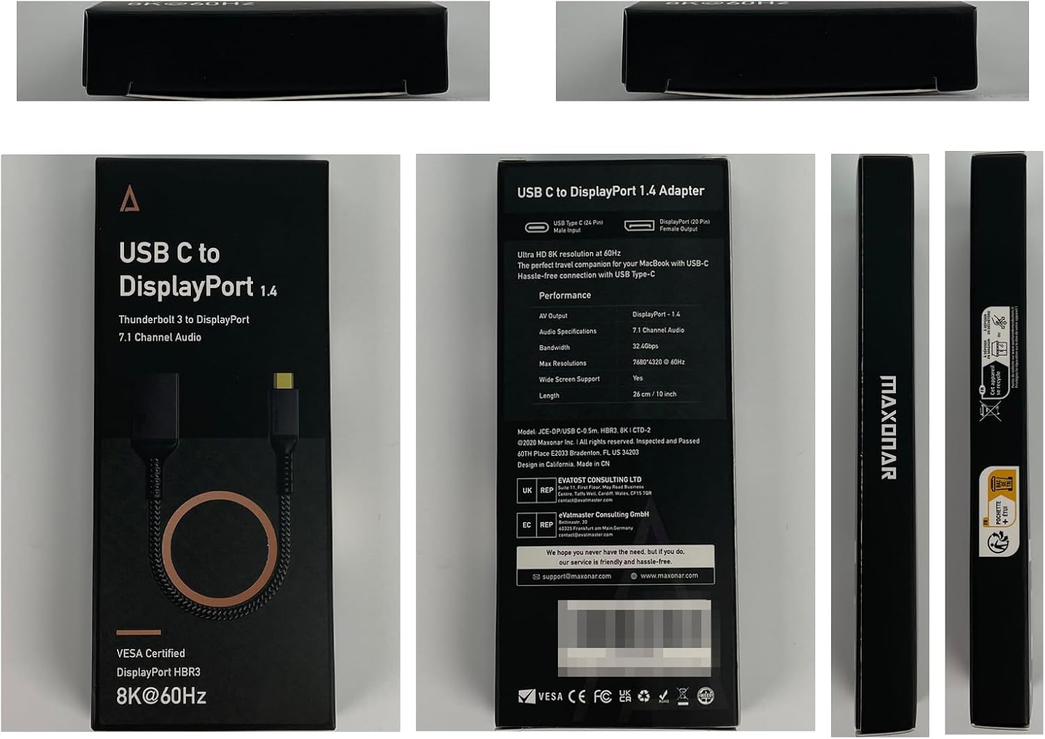 USB C to DisplayPort Adapter 8K@60Hz Thunderbolt 3 to DP Adapter HBR3 Mac & Win